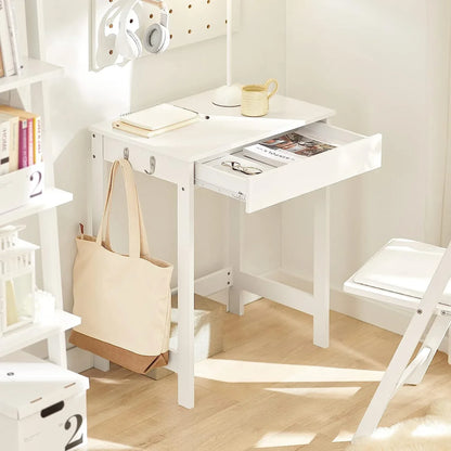 Small White Desk with Drawer Hooks - Mekamart Australia