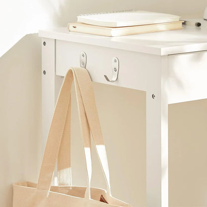 Small White Desk with Drawer Hooks - Mekamart Australia