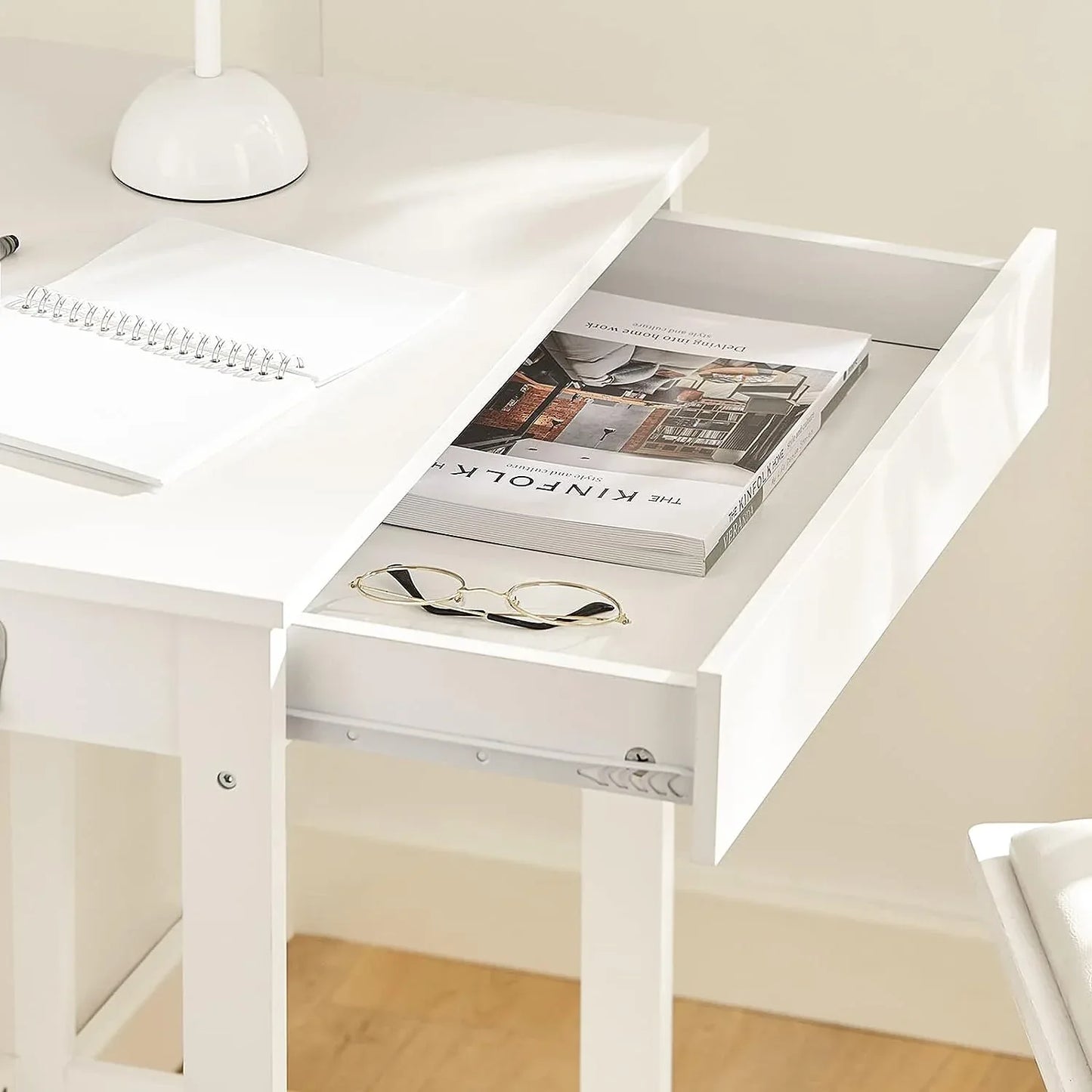 Small White Desk with Drawer Hooks - Mekamart Australia