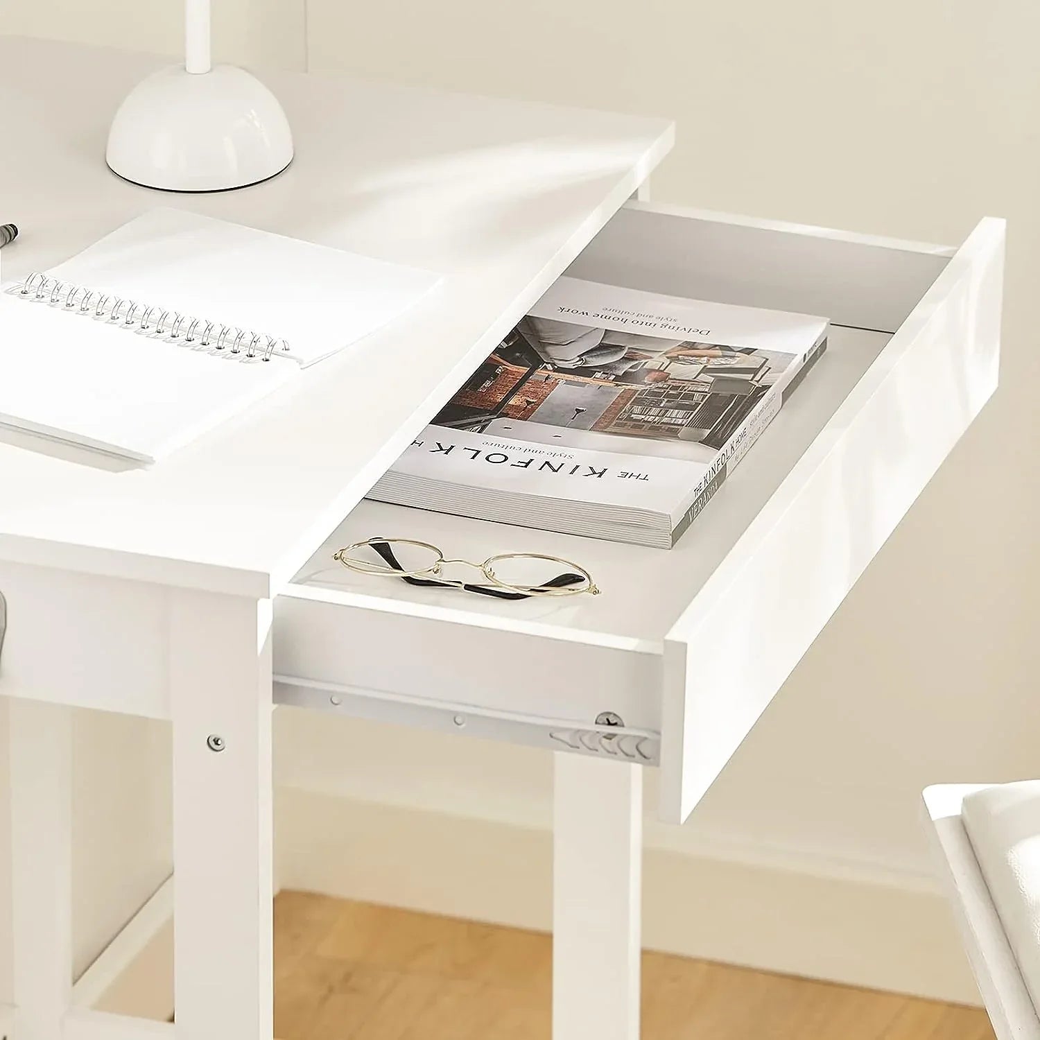 Small White Desk with Drawer Hooks - Mekamart Australia