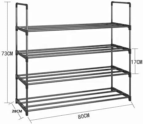 4-Tier Stainless Steel Shoe Rack Storage Organizer to Hold up to 20 Pairs of Shoes (80cm, Black) - Mekamart Australia