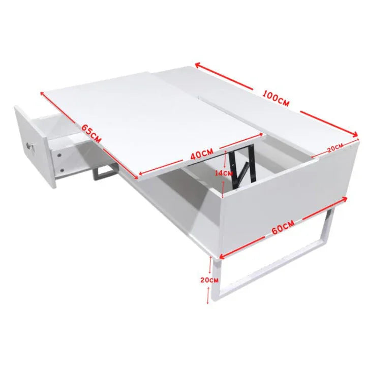 Lift Up White Coffee Table With Storage - Mekamart Australia