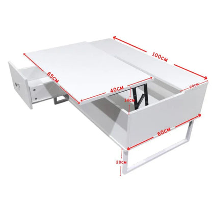 Lift Up White Coffee Table With Storage - Mekamart Australia