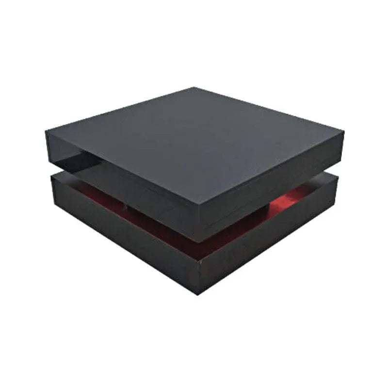 Modern Large High Gloss Coffee Table With LED Lights Black - Mekamart Australia