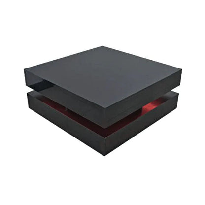 Modern Large High Gloss Coffee Table With LED Lights Black - Mekamart Australia