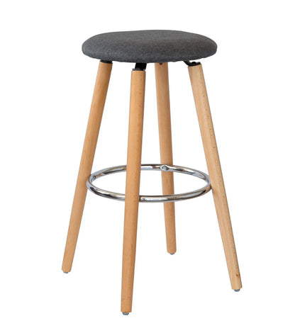 2 Cotton/Steel Modern Padded Barstools (Grey/Wood) - Mekamart Australia