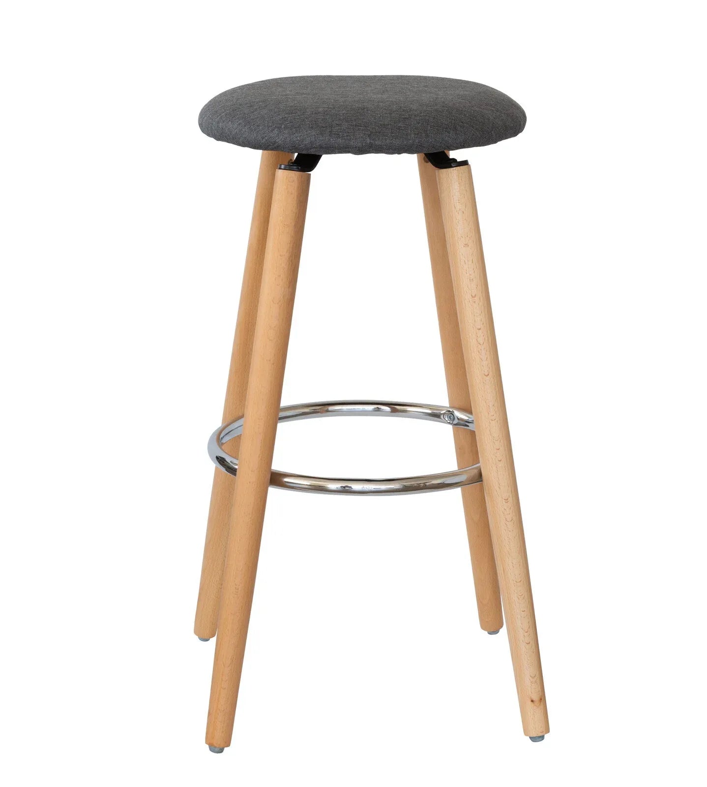 2 Cotton/Steel Modern Padded Barstools (Grey/Wood) - Mekamart Australia