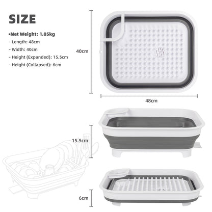 Collapsible Dish Rack with Utensil Section Space-Saving Drying Rack for Compact Kitchens & Camping