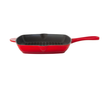 Enamelled Cast Iron Square Grill Pan (44 x 30 x 4.7 cm) - Red