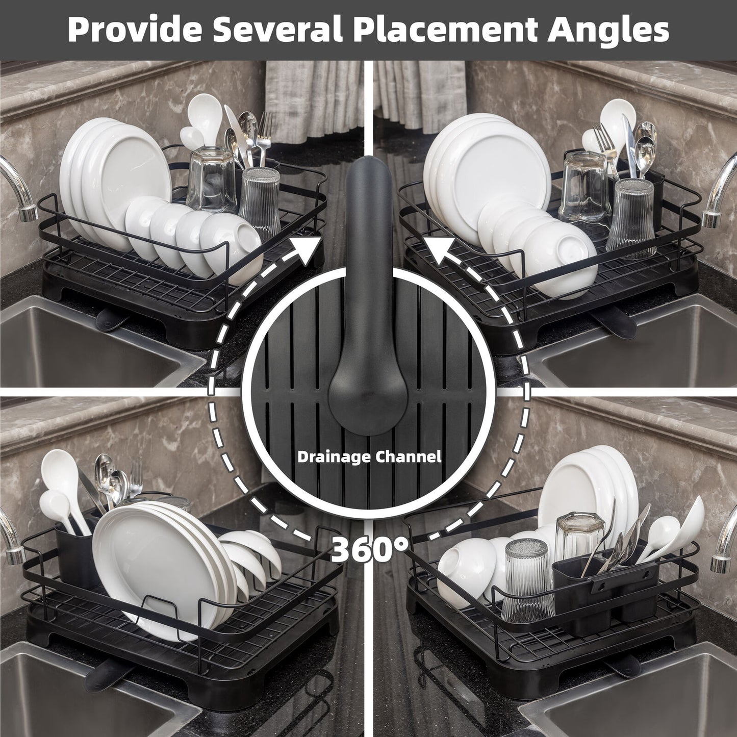 Steel Frame Dish Drying Rack Durable Steel Frame, Removable Utensil Holder, Compact Size for Small Kitchens & Apartments