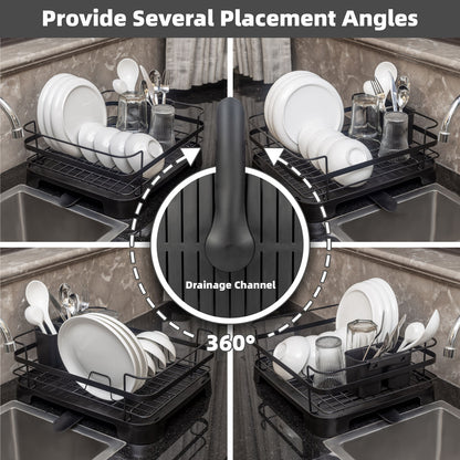 Steel Frame Dish Drying Rack Durable Steel Frame, Removable Utensil Holder, Compact Size for Small Kitchens & Apartments