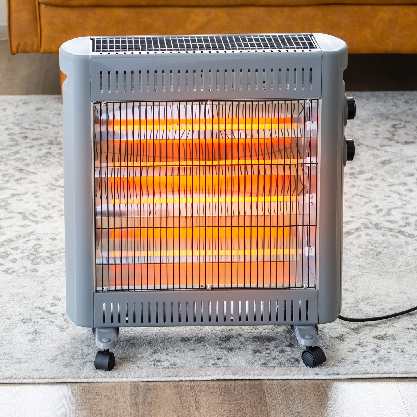 2200W Quartz Infrared Radiant Heater with Adjustable Thermostat and 2 Power Settings