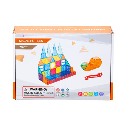 78 Pcs non-toxic STEM Educational, Durable Magnetic Tiles/Puzzle with Storage Bag