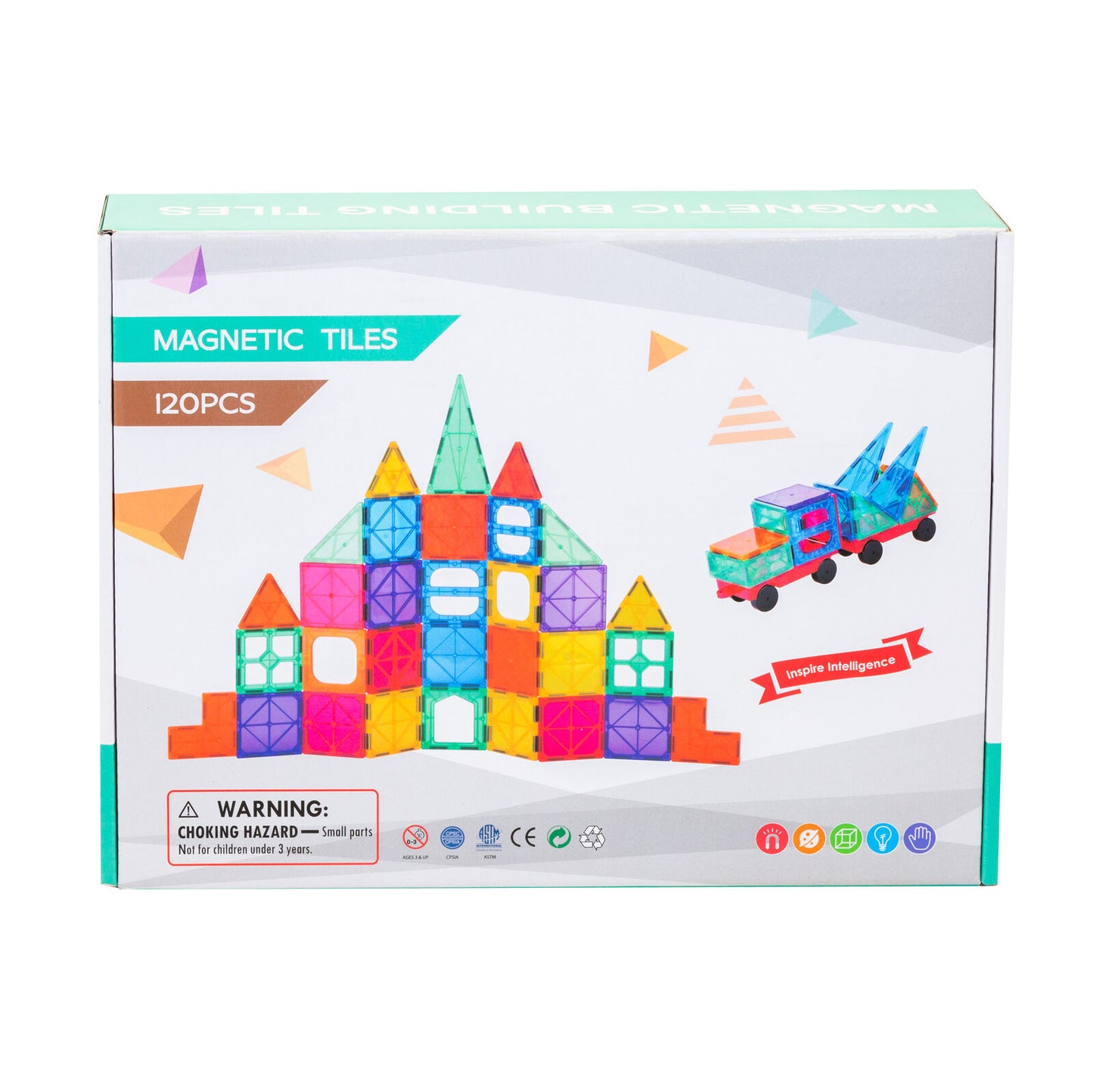 120 Pcs non-toxic STEM Educational, Durable Magnetic Tiles/Puzzle with Storage Bag