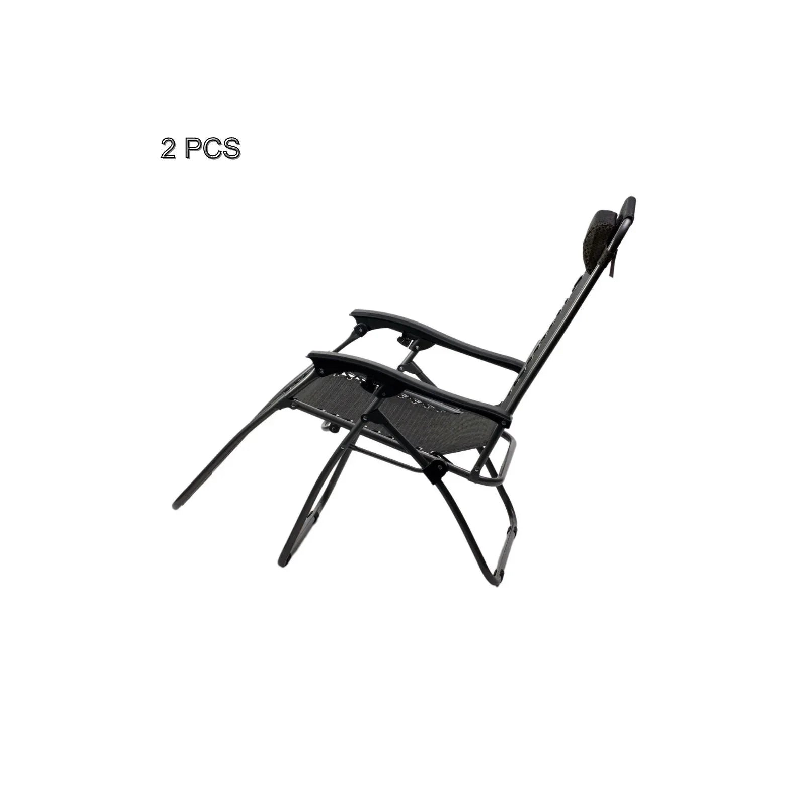 2 Pcs Zero Gravity Folding Reclining Chair (Black) - Mekamart Australia