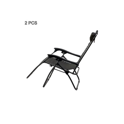 2 Pcs Zero Gravity Folding Reclining Chair (Black) - Mekamart Australia