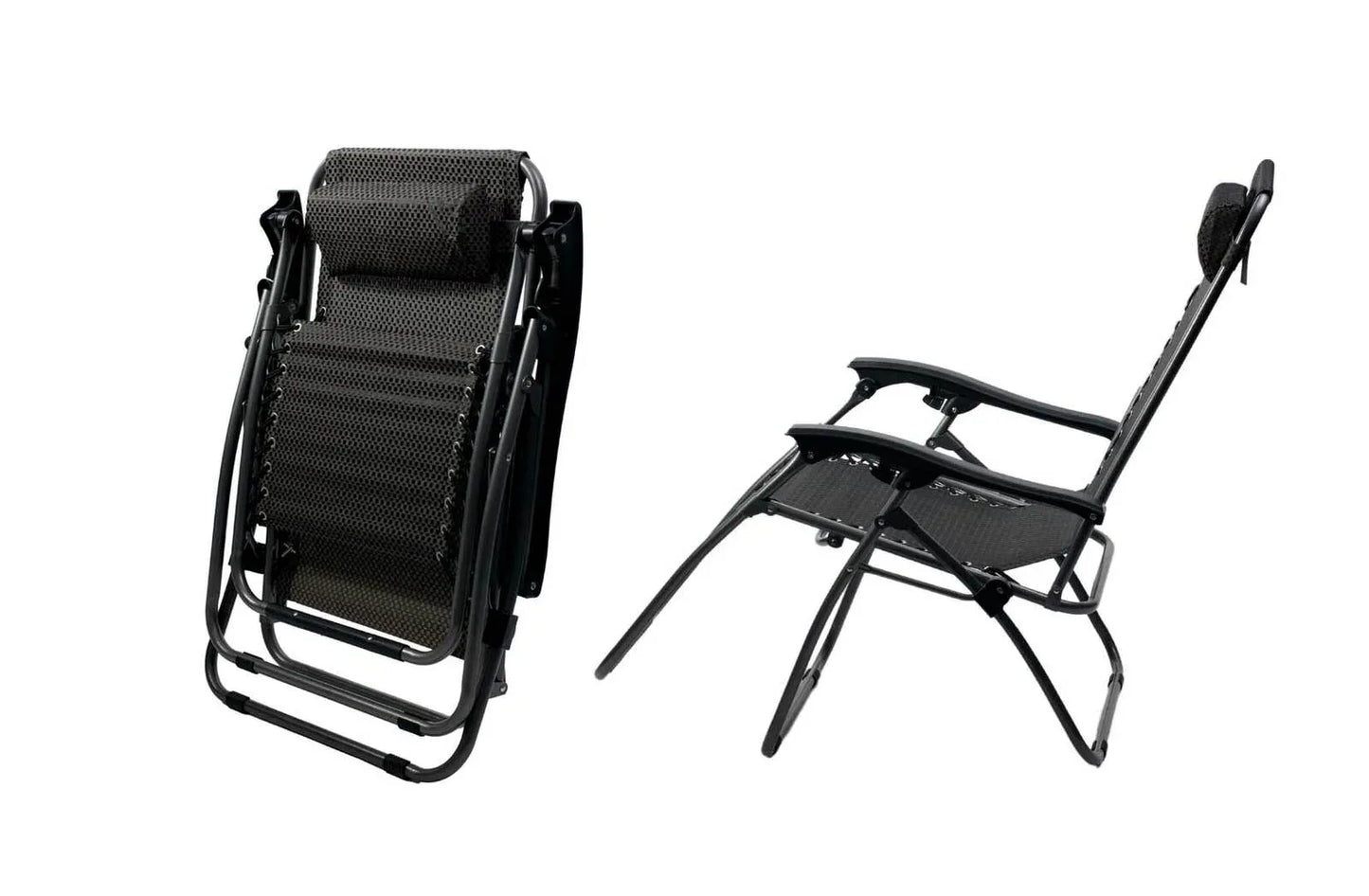 2 Pcs Zero Gravity Folding Reclining Chair (Black) - Mekamart Australia