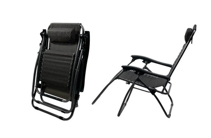 2 Pcs Zero Gravity Folding Reclining Chair (Black) - Mekamart Australia