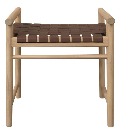 Elliot Single Seater Bench with Genuine Leather (Natural) - Mekamart Australia
