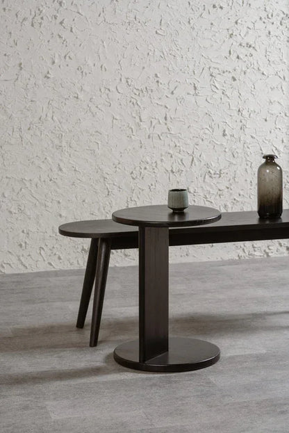 Brentwood Round Solid Timber Lamp Table (Black)