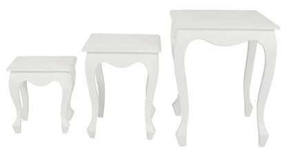 Queen Ann Nest of Table Set of 3 (White)