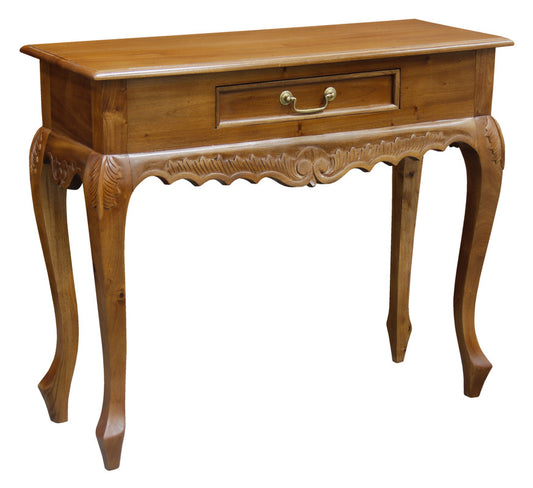 Jepara 1 Drawer Carved Sofa/Hall Table  (Light Pecan)