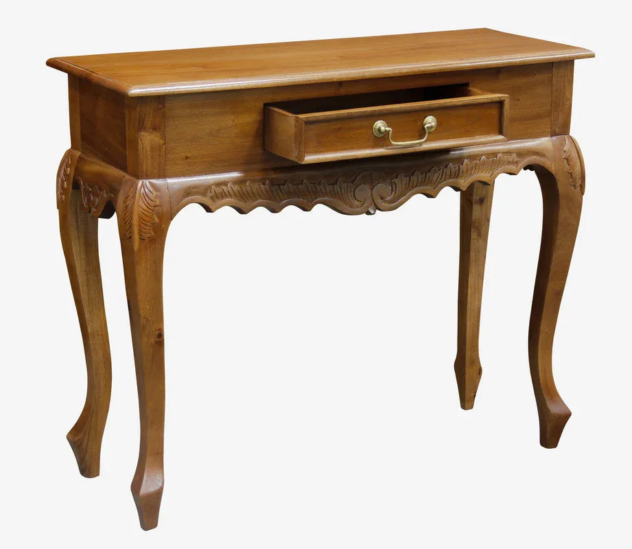 Jepara 1 Drawer Carved Sofa/Hall Table  (Light Pecan)