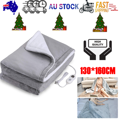 Double-side Flannel Heated Electric Throw Blanket Fast Heating Warm Washable gray