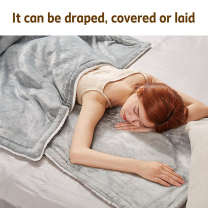 Double-side Flannel Heated Electric Throw Blanket Fast Heating Warm Washable gray