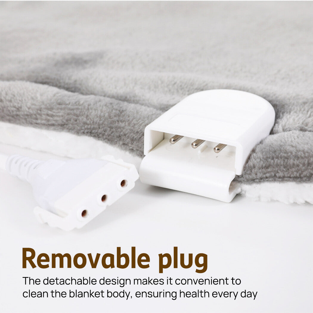 Double-side Flannel Heated Electric Throw Blanket Fast Heating Warm Washable gray