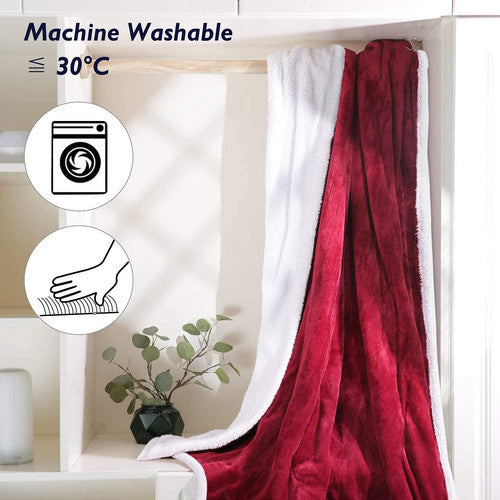 Double-side Flannel Heated Electric Throw Blanket Fast Heating Warm Washable red