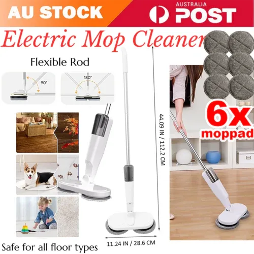 Cordless Electric spin 6Mops Cleaner 5In1 Floor Polisher Sweeper Washer Scrubber - Mekamart Australia