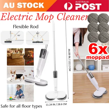 Cordless Electric spin 6Mops Cleaner 5In1 Floor Polisher Sweeper Washer Scrubber - Mekamart Australia