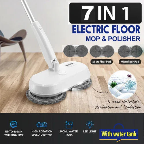 Cordless Electric spin 6Mops Cleaner 5In1 Floor Polisher Sweeper Washer Scrubber - Mekamart Australia