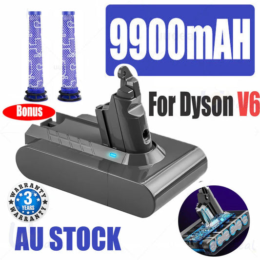 9900MAH For Dyson V6 Battery SV03 SV04 SV09 DC58 DC59 DC61 DC62 DC74 v6 Animal - Mekamart Australia