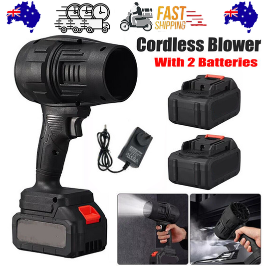 Cordless Blower Portable Handheld Electric Brushless Turbo Jet Fan w/2 Batteries