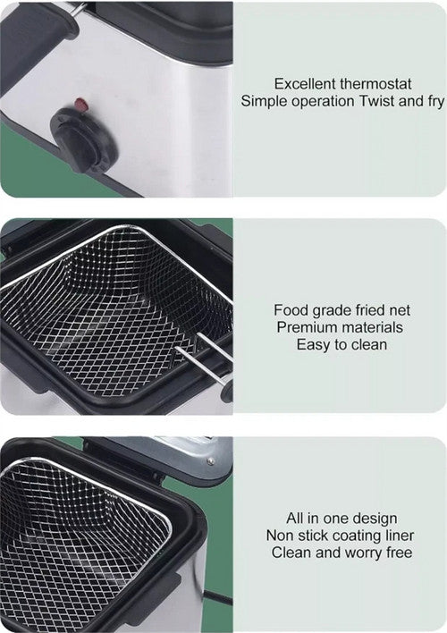 Electric Deep Fryer 2.5L French Frie Machine Oil Hot Pot Fried Chicken Grill