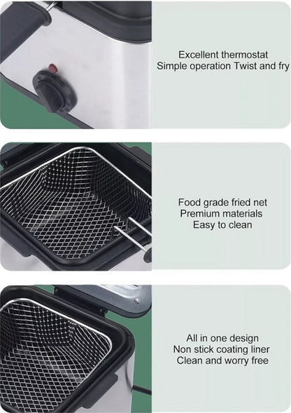 Electric Deep Fryer 2.5L French Frie Machine Oil Hot Pot Fried Chicken Grill