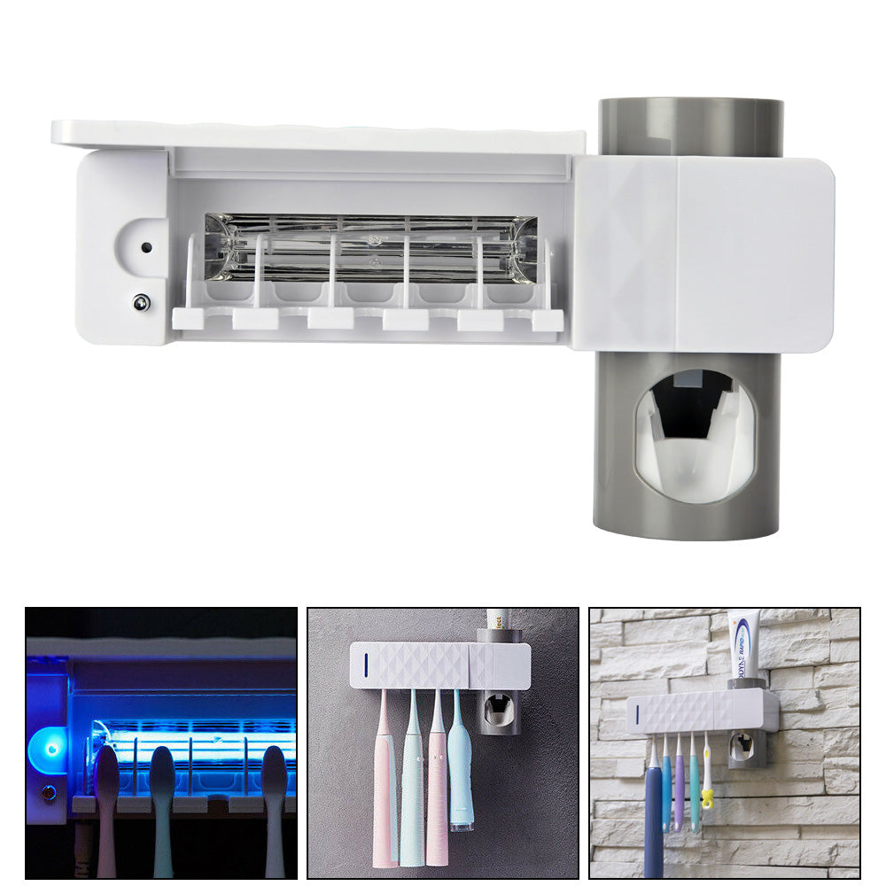 UV Lamp Sterilizer Toothbrush Holder Bathroom Automatic Toothpaste Health Clean