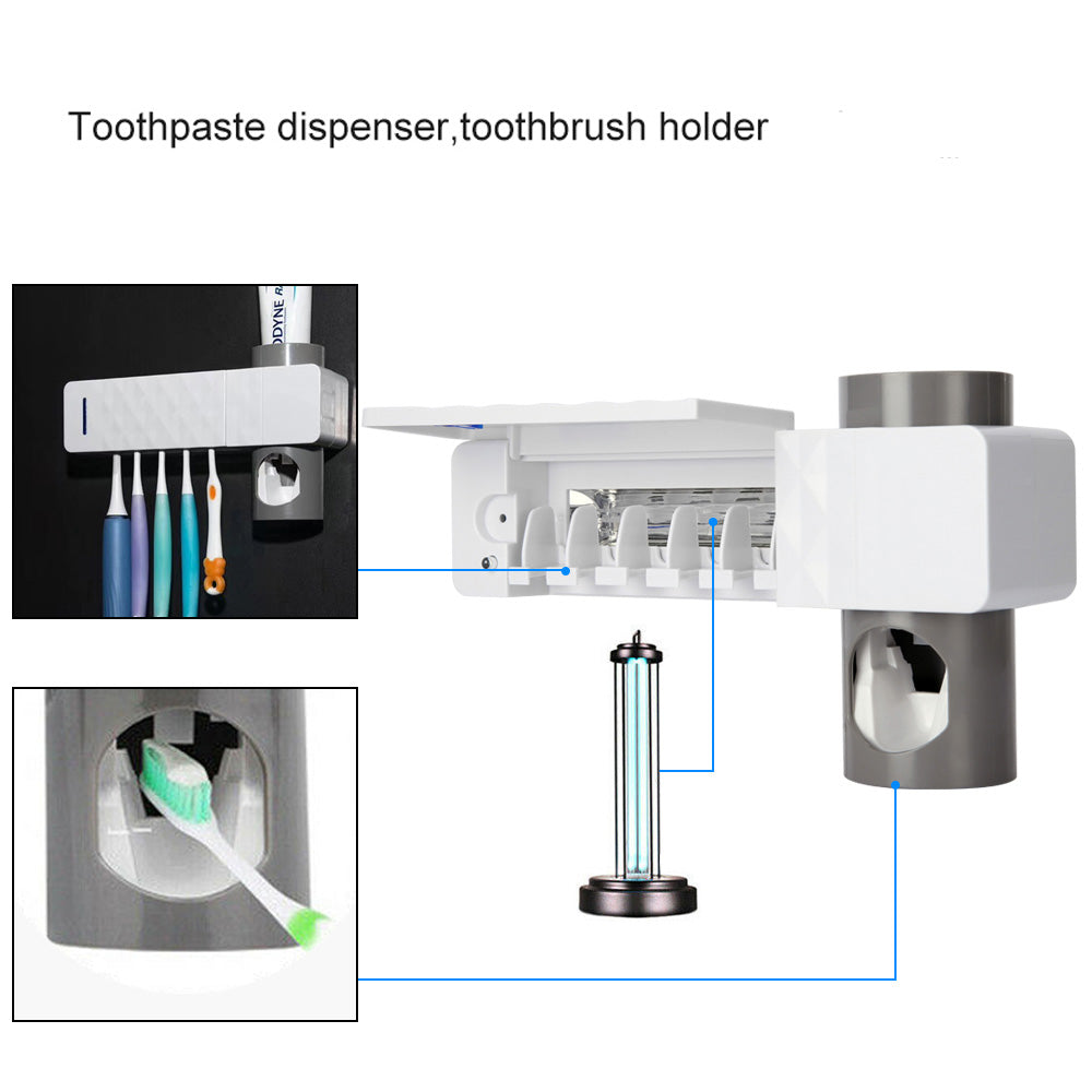 UV Lamp Sterilizer Toothbrush Holder Bathroom Automatic Toothpaste Health Clean