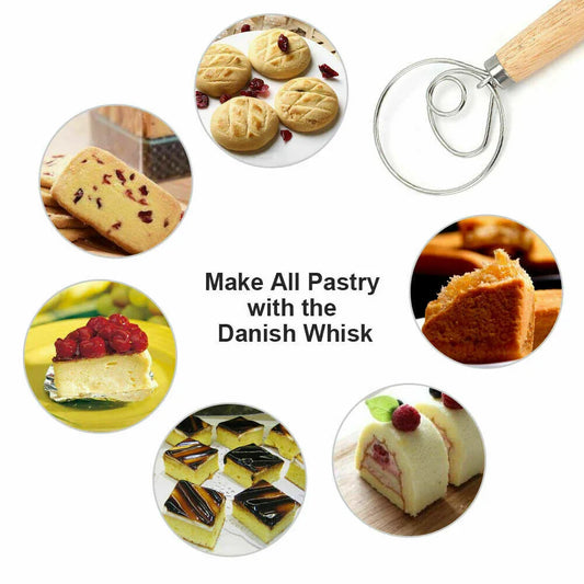 13 INCHES BAKING DOUGH STAINLESS STEEL LARGE WIRE WHISK MIXER BREAD COOKING TOOL