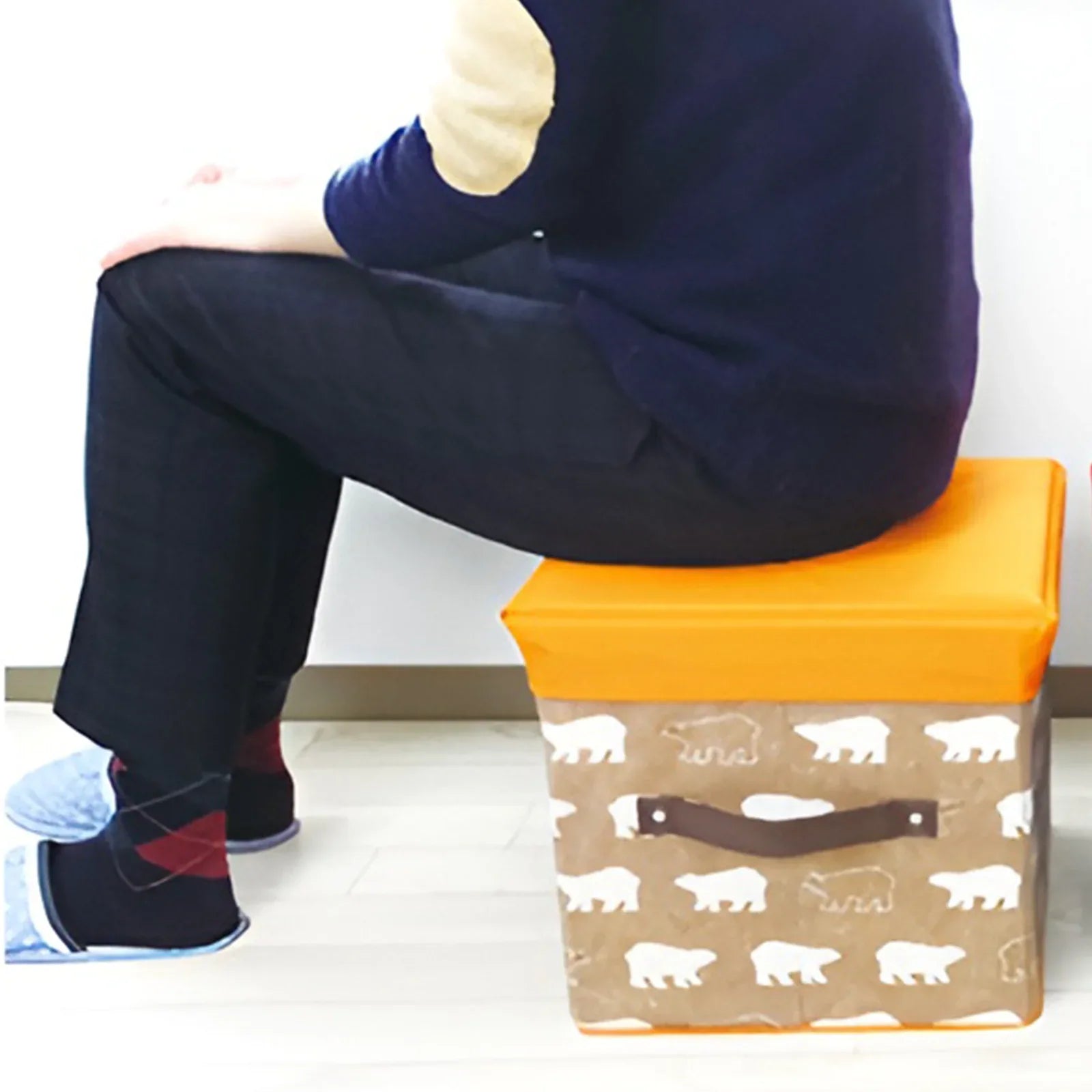 Folding Ottoman Storage Stool Cube Footstool Stool Blanket Box With Cover AU - Mekamart Australia