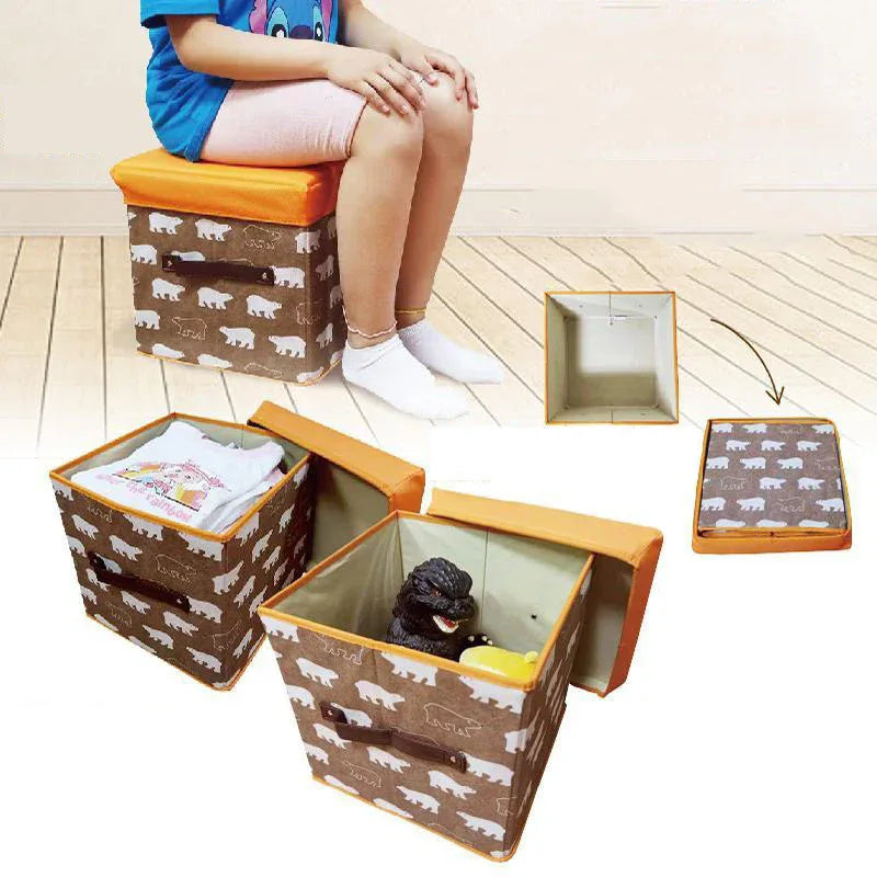 Folding Ottoman Storage Stool Cube Footstool Stool Blanket Box With Cover AU - Mekamart Australia
