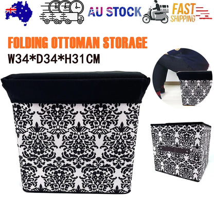 Folding Ottoman Storage Stool Cube Footstool Stool Blanket Box With Cover AU - Mekamart Australia