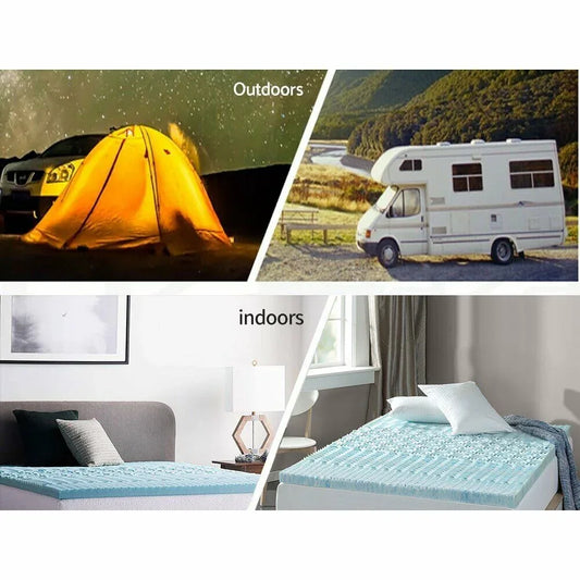 7 Zone Memory Foam Topper Mattress Toppers Cool Gel Pad Mat Medium Firm 8cm Thick 137cm x 190cm - Mekamart Australia