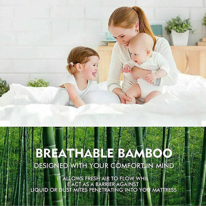 Bamboo Pillowtop Mattress Topper Luxury Bedding Mat Pad Protector Cover Queen 153 x 203 cm - Mekamart Australia
