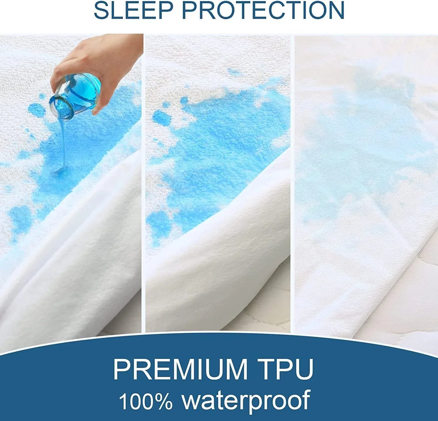 100% Terry Cotton Fitted Mattress Protector Waterproof Queen - Mekamart Australia