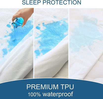 100% Terry Cotton Fitted Mattress Protector Waterproof Queen - Mekamart Australia
