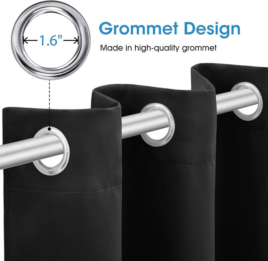 2X Blockout Curtains 100% Blackout Window Curtain Draperies Pair Eyelet 3 Layers 132CM(W) x 160CM(D)