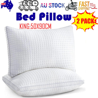 2xKing Quality Pillows Cotton Hotel Adjustable Home Pillows Down Alternative Pillows - Mekamart Australia